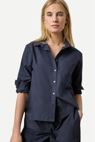 Lilla P Poplin Button Down, Navy