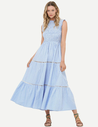 Oliphant Sleeveless Smocked Maxi Dress, Chatham Blue