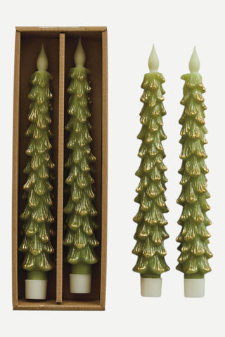 Creative Co-op Flameless LED Tree Shaped Taper Candles