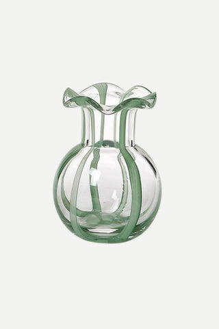 Two's Company Ruffled Ribbon Vase, Green