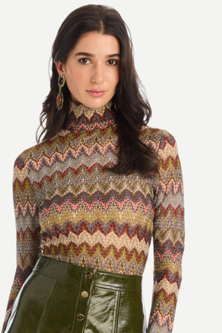 Allison Conner Knit Top, Olive Chevron