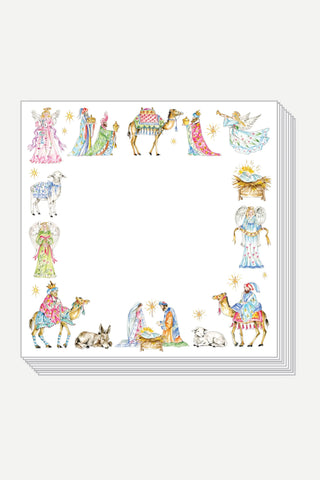Rosanne Beck Collections Tall Block Notepad, Handpainted Nativity Icons Border