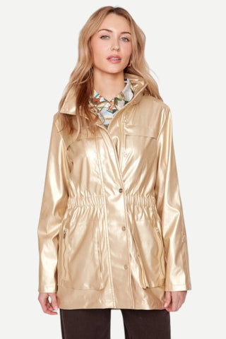 Renuar Waterproof Hooded Rain Jacket, Gold