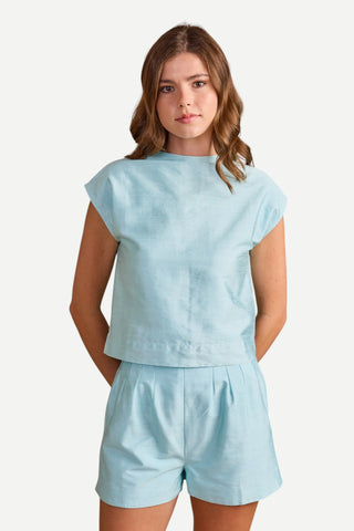 Thomas & Lourdes Sadie Seleevess Top, Aqua Thomas & Lourdes