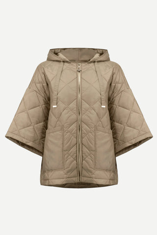 Joseph Ribkoff Woven Diamond Quilted Hooded Jacket, Gold