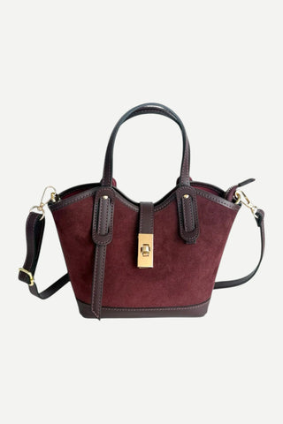 Le Feme Chateau Compartment Bag Small Suede, Burgundy TS