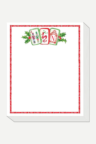 Rosanne Beck Collections Tall Stack Notepad, Handpainted Red and Green Mahjong Tiles