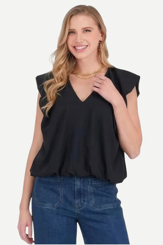 Joy Joy V-neck Balloon Top, Black
