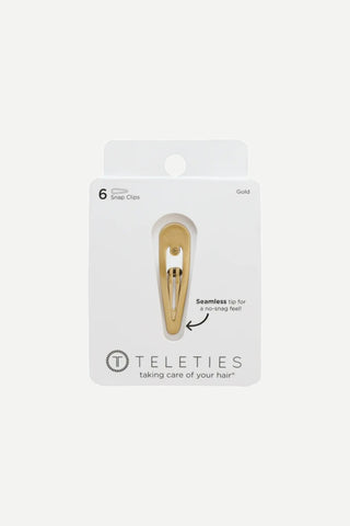 Teleties Snap Clip, Gold, 6 Count