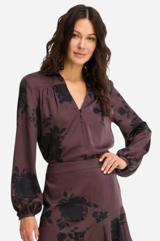 Allison Eden Blouse, Brown Floral