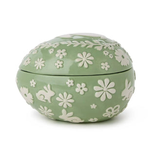 Two's Company Easter Whimsy Bunny Egg Shape Covered Dish, Green TWO'S COMPANY