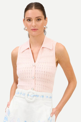 Allison Bodhi Crocheted Tank, Blush Pink Allison