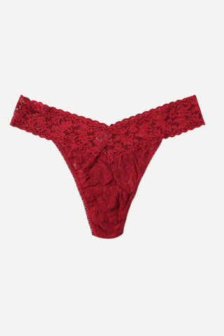 Hanky Panky Sig Lace Low Rise Wrapped Thong, Red Wild Berries