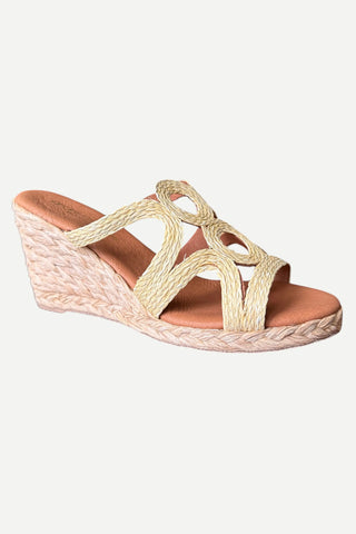 Andre Assous Neena Wedge Sandal, Natural/Raffia ANDRE ASSOUS