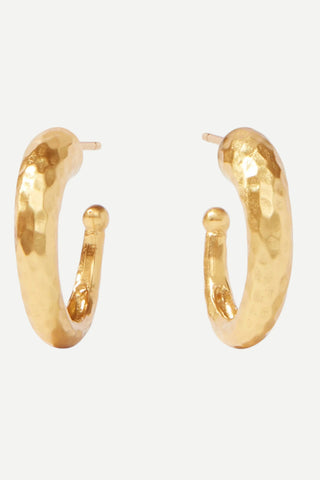 Julie Vos Hammered Hoop Small Earring, Gold