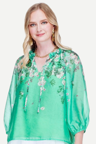 Jade Dimensional Flowers Top, Emerald Bloom JADE