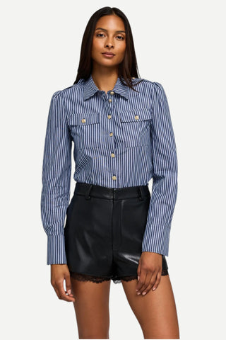 Generation LOVE Allure Stripe Poplin Shirt, Navy Stripe