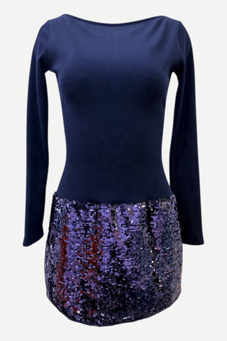 Jasmine Elaine Mini Sequined Dress, Navy