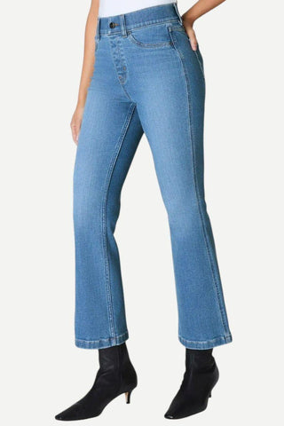 Spanx Pull-On Kick Flare Jeans, Stonewashed Blue
