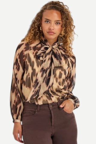 Esqualo Blouse w/ Scarf, Soft Embrace Print