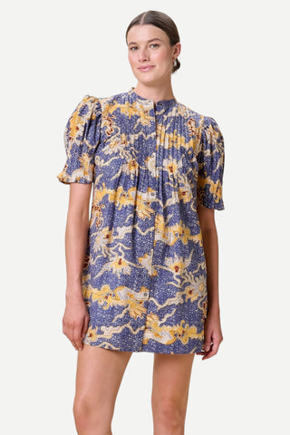 Cleobella Nadia Mini Dress, Blue Castello Print
