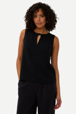 Esqualo Sleeveless Bow Blouse, Black