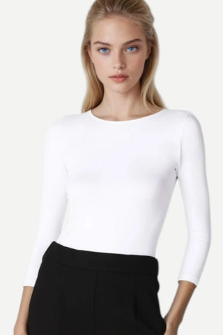 Nikibiki 3/4 Sleeve Crew Neck Top, White NIKIBIKI