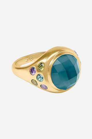 Julie Vos Rainbow Statement Ring, Iridescent Montana Blue