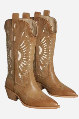 Miracle Miles Britney Cutouts Western Boot, Tan Miracle Miles