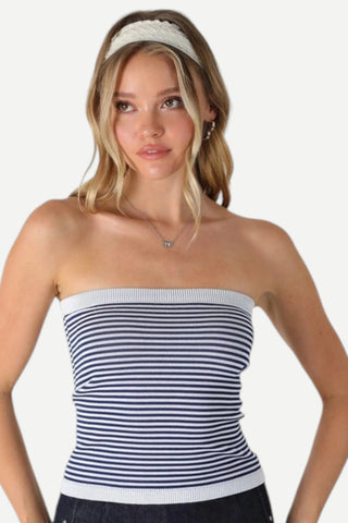 NikiBiki Modal Striped Tube Top, Navy White NIKIBIKI