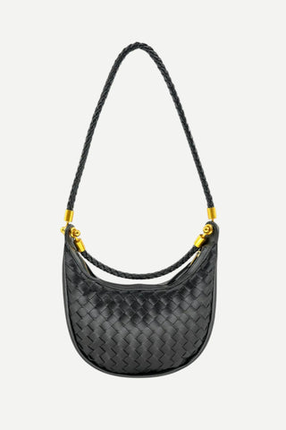 BC Bags Woven Hobo Handbag, Black