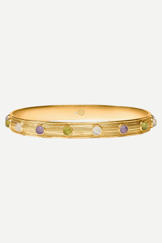 Julie Vos Cobblestone Stone Bangle, Multi Stone Cat's Eye, Small
