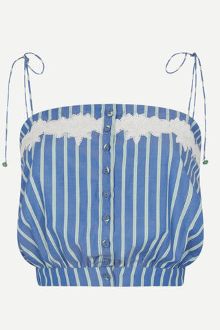 Carolina K, Paula Top, Blue Stripes Lace Carolina K