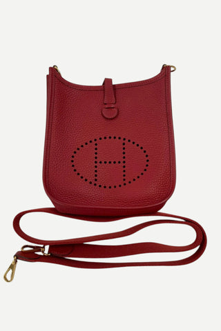 Vintage Hermes Red Evelyne Petite Leather Handbag, Red