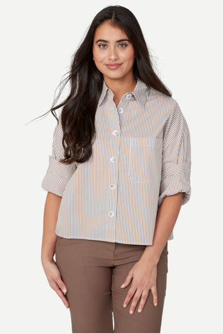 Renuar Woven Blouse, Tan