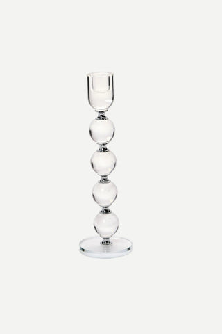 Two's Company Crystal Bobbin Taper Candleholders, Large