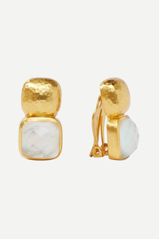 Julie Vos Catalina Clip Earring, Iridescent Clear Crystal
