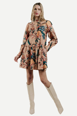 Love The Label Rubith Mini Dress, Aster Harvest Print