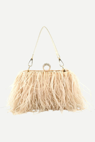 BC Bags Feathers Evening Clutch Handbag, Gold