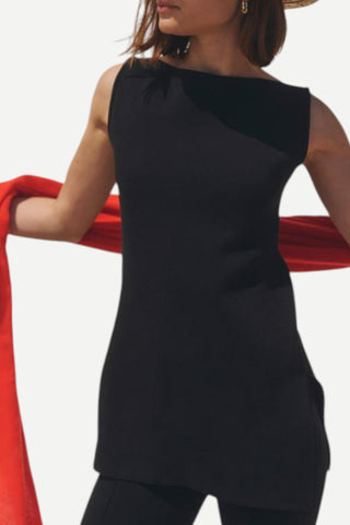White + Warren Superfine Organic Cotton Tunic Top, Black