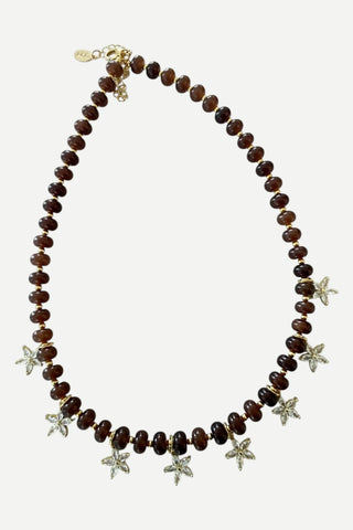 Smith & Co Beaded Bloom Necklace, Brown