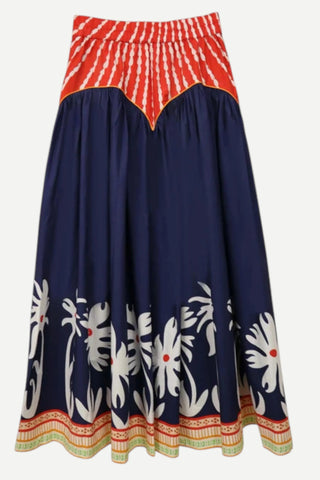 Brooks Ave Arched Skirt, Painter's Garden Navy