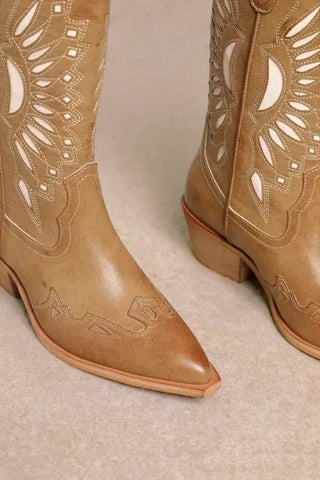 Miracle Miles Britney Cutouts Western Boot, Tan Miracle Miles
