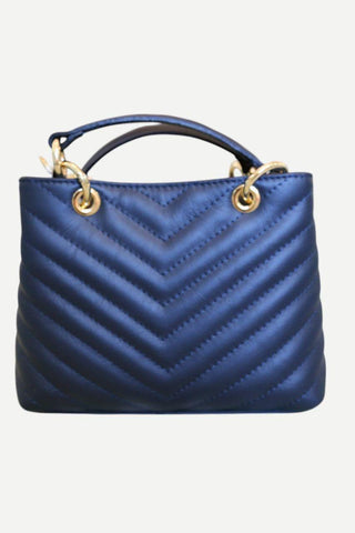 German Fuentes Leather Handbag, Navy Blue