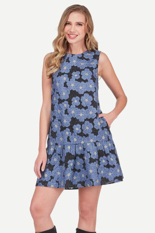 Joy Joy Flounce Dress, Denim Petal