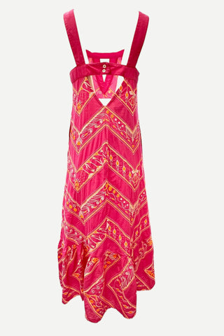 Aether Dress, Embroidered Maxi in Fuchsia Aether