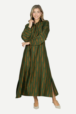Emily McCarthy Long-Sleeve Poppy Maxi Dress, Tuscan Villa Linen