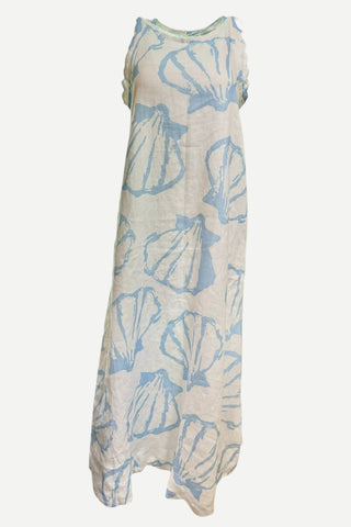 LJC Rue Dress in Blue Shell Print