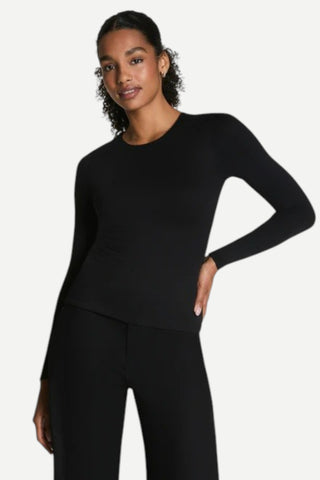 Spanx Smooth Jersey Long Sleeve Top, Classic Black