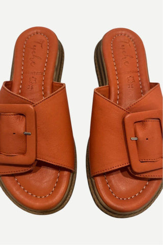 Tyche Monroe Leather Sandals, Orange